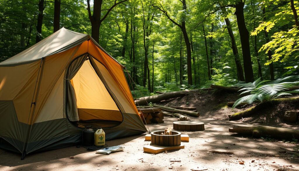 camping tent setup