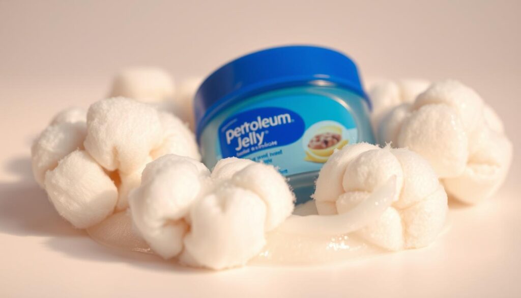 cotton balls with petroleum jelly for skincare