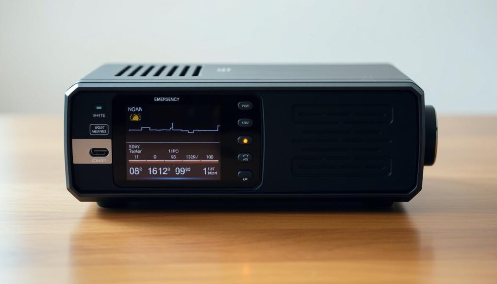emergency radio with NOAA Weather Radio and battery backup options