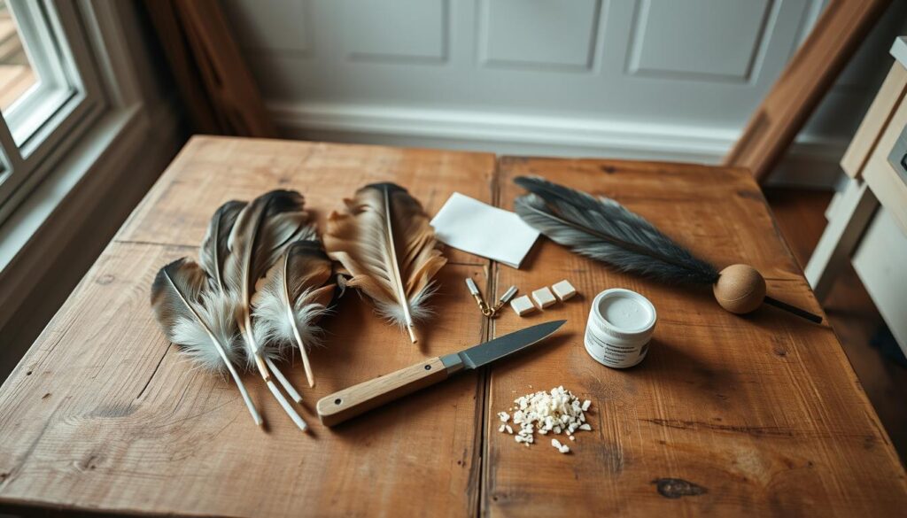 feather stick crafting