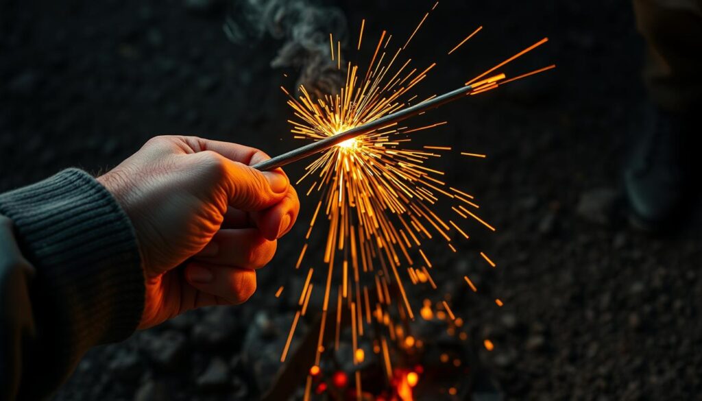 ferrocerium rod striking technique