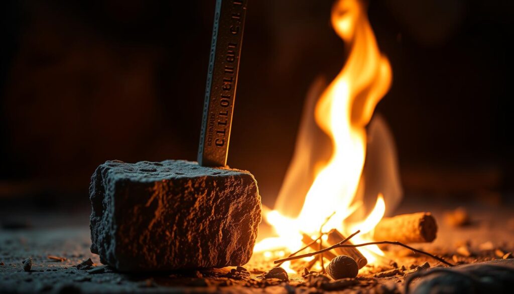 flint and steel fire lighting