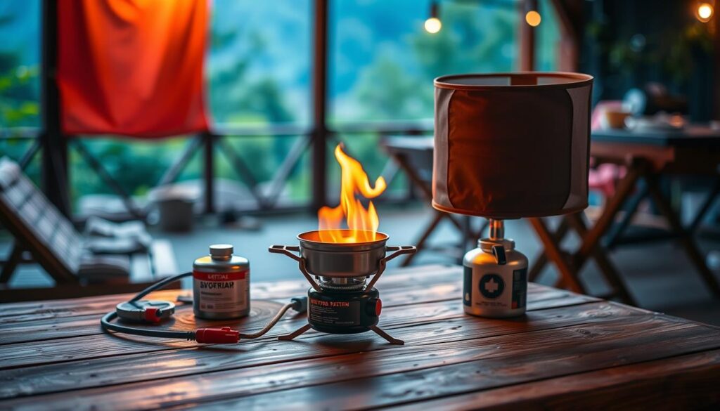 portable stove setup