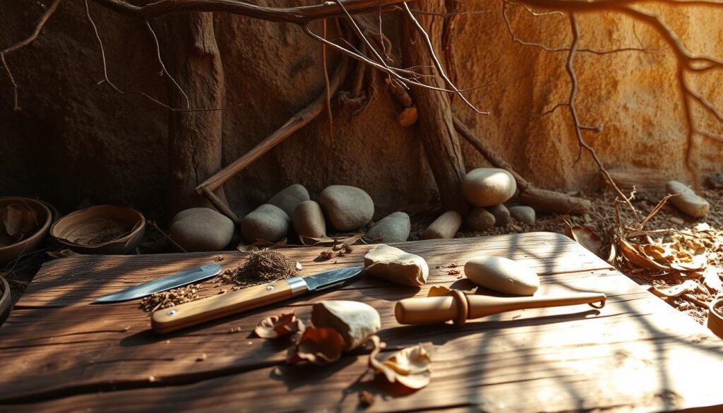 primitive fire making workspace