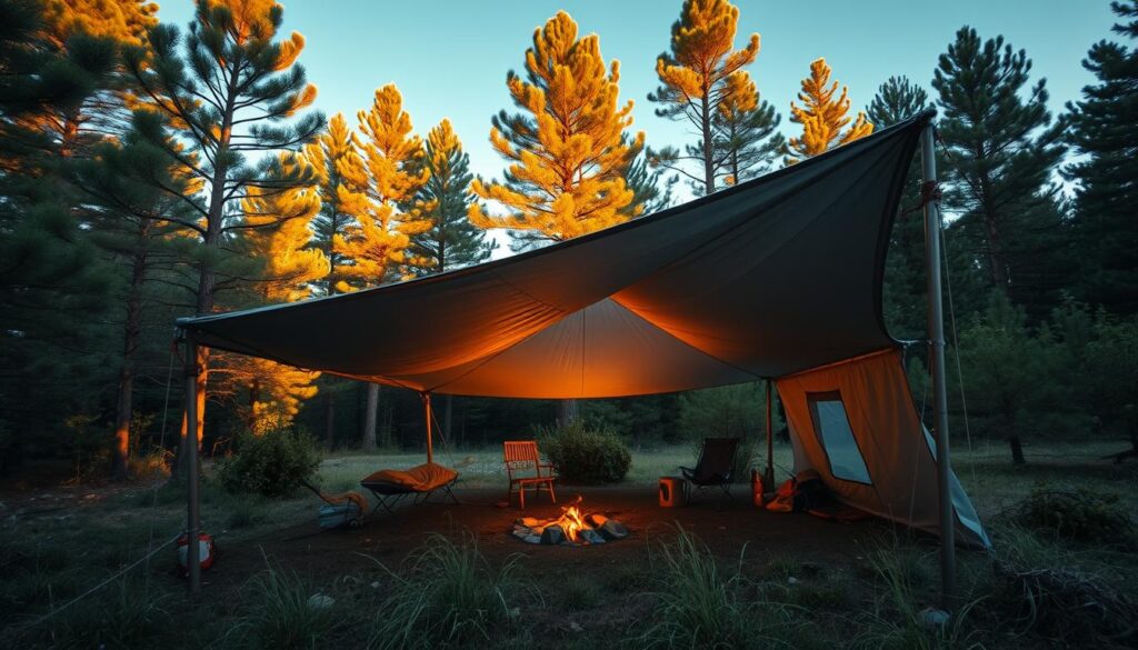 shelter tarpaulin setup